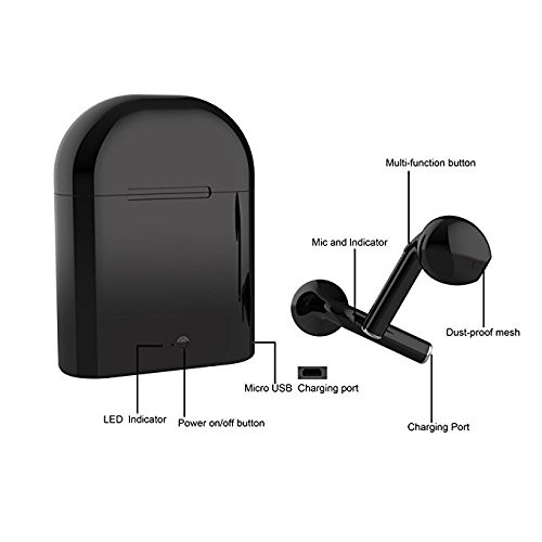 i7s tws bluetooth headsets for iPhone Black